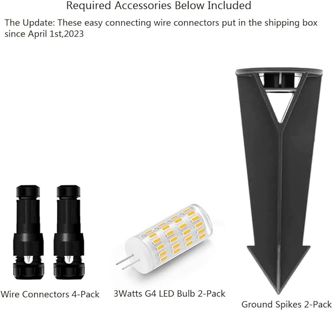 Cast Aluminum Low Voltage Landscape Lighting Pathway Lights Included Ground Spike,Wire Connectors Free Replaceable 3 Watts G4 LED Bulb Warm White 2-Pack