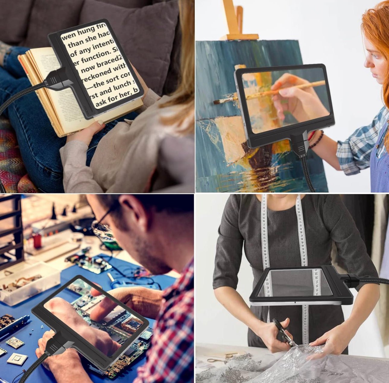 5X Magnifying Glass with 36 LED Dimmable Light and Stand, Adjustable Brightness Magnifying Floor Lamp, Gooseneck Arm Lighted Magnifier for Reading, Crafts and Close Work - Outdoor Solar Outlet