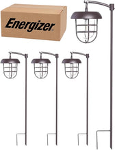 Load image into Gallery viewer, Energizer LED Solar Hanging Lights on Shepherds Hook Metal Pole (Set of 4)
