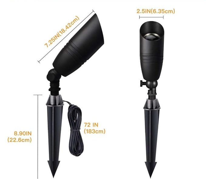 Brass Landscape Lighting Kit (4 Pack LED Spotlights) with 75W Low Voltage Transformer and Mechanical Timer and 100 Feet Cable and 20 Pack Wire Connectors