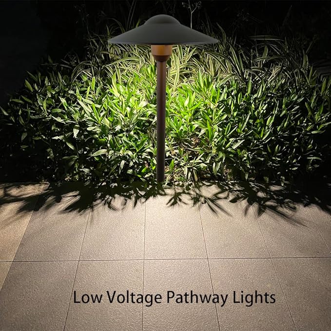 Cast Aluminum Low Voltage Landscape Lighting Pathway Lights Included Ground Spike,Wire Connectors Free Replaceable 3 Watts G4 LED Bulb Warm White 2-Pack