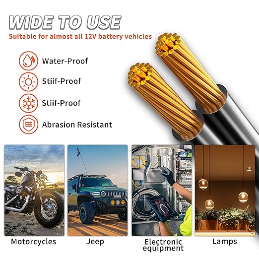 Low Voltage Landscape Lighting Copper Wire, 2 Conductor Wire,Low Voltage 12/14/16 AWG Copper Extension Cord for Speaker Wire 12V/24V DC(100FT)