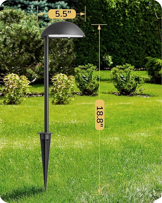 Low Voltage Landscape Lighting, 3W 230LM 3000K 50,000 Hrs Waterproof LED Pathway Lights Wired Aluminum Housing, ETL Listed, 4 Pack