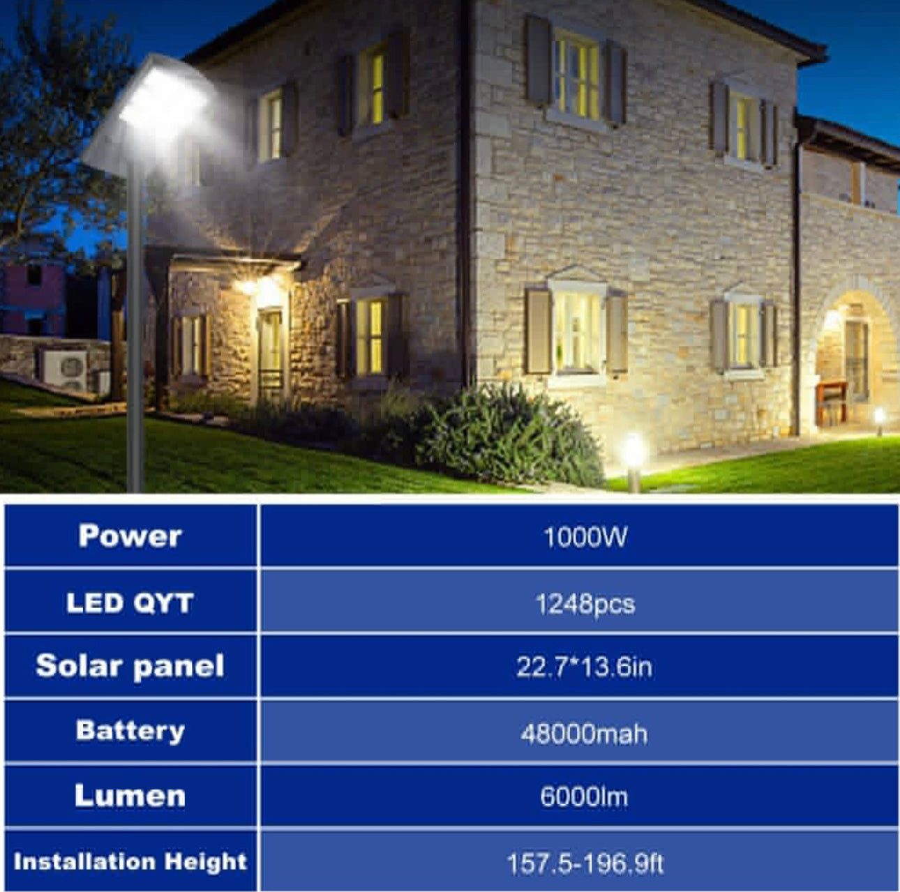 2600W Solar Street Lights Outdoor,Solar Security Flood Lights 42000lumens 6500K Dusk to Dawn Without Motion Sensor IP66 Waterproof for Parking Lot,Stadium,Garden,Yard,Basketball