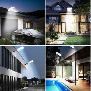 1500W Solar Street Light Outdoor Waterproof, 6500K Motion Sensor Lights Dusk to Dawn, 200,000LM Wall Light with Remote Control