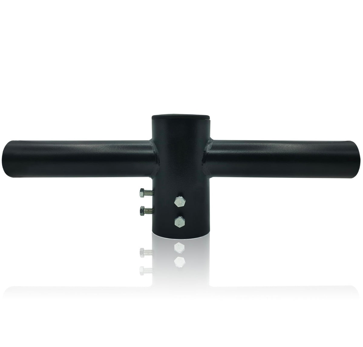180° Double Bullhorn Light Pole Bracket for 3" Round Pole – Dual 2-3/8" Slip Fitter Tenon, Heavy-Duty Steel