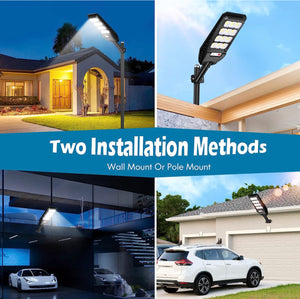 2-Pack Solar Street Lights Outdoor Waterproof, 6500K 6000LM Outdoor LED Street Light Dusk to Dawn, Motion Sensor with Remote Control