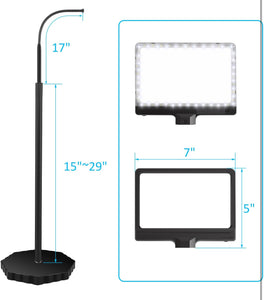 5X Magnifying Glass with 36 LED Dimmable Light and Stand, Adjustable Brightness Magnifying Floor Lamp, Gooseneck Arm Lighted Magnifier for Reading, Crafts and Close Work