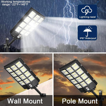 Load image into Gallery viewer, 2000W Solar Street Light Outdoor, 250000LM 6500K with Mobile App Remote Control Dusk to Dawn LED Motion Lamp, IP67 Waterproof