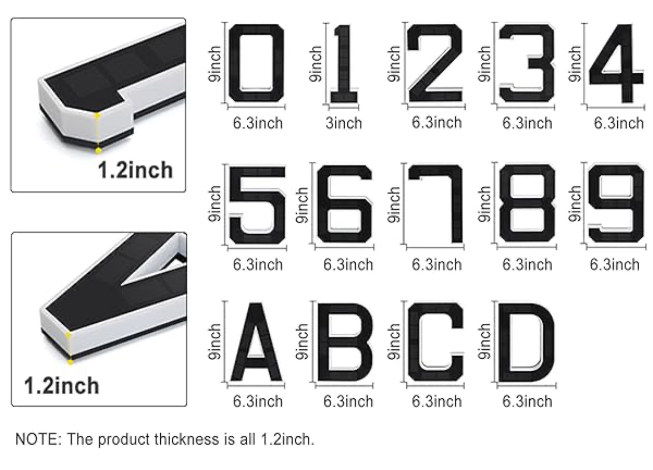 SmartYard 9 Inch Solar Lighted House Numbers for Outside, Light Up Waterproof LED Address Numbers Signs for Houses, Large Personalized Illuminated Exterior Modern House Numbers Light