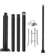 Load image into Gallery viewer, Street Light Pole 13.12ft Garden Light Pole Outdoor Heavy Metal Light Pole Field Light Pole Ranch Light Pole Black Iron Aluminum Pole with Ground Cage and Mounting Kit for Heavy Duty