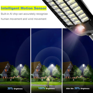 3000W Solar Street Light, 180000 Lumens Dusk to Dawn Street Lights Solar Powered Motion Sensor IP66 Waterproof