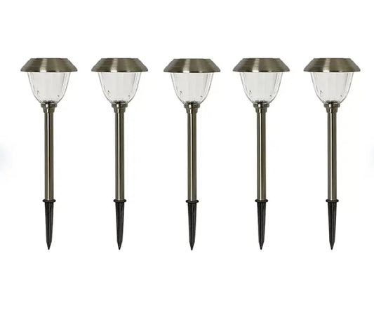 Enerigizer 10 Pack Solar Pathway LED Lights Outdoor 15 Lumen-Stainless Steel(Silver)