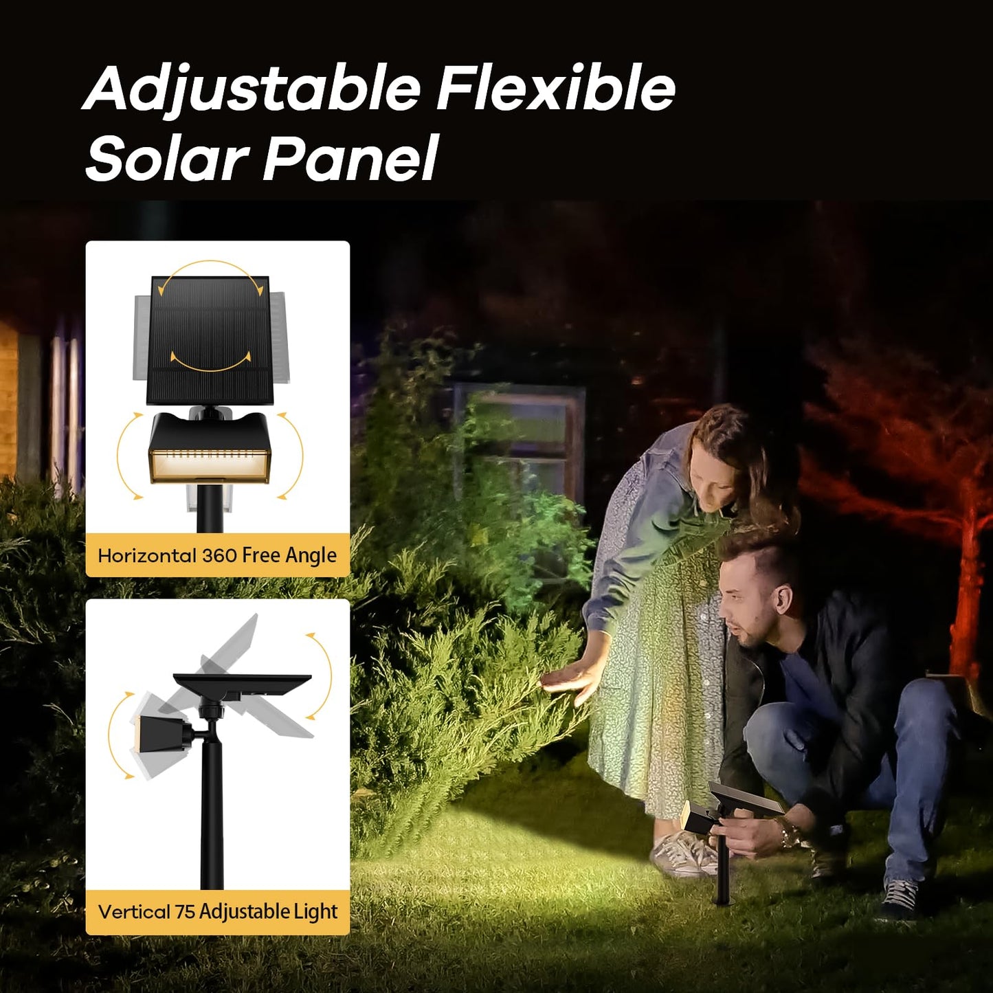 2 Pack SmartYard Upgraded Solar Spotlight with 360° Independently Adjustable , 600 Lumen Outdoor, Waterproof