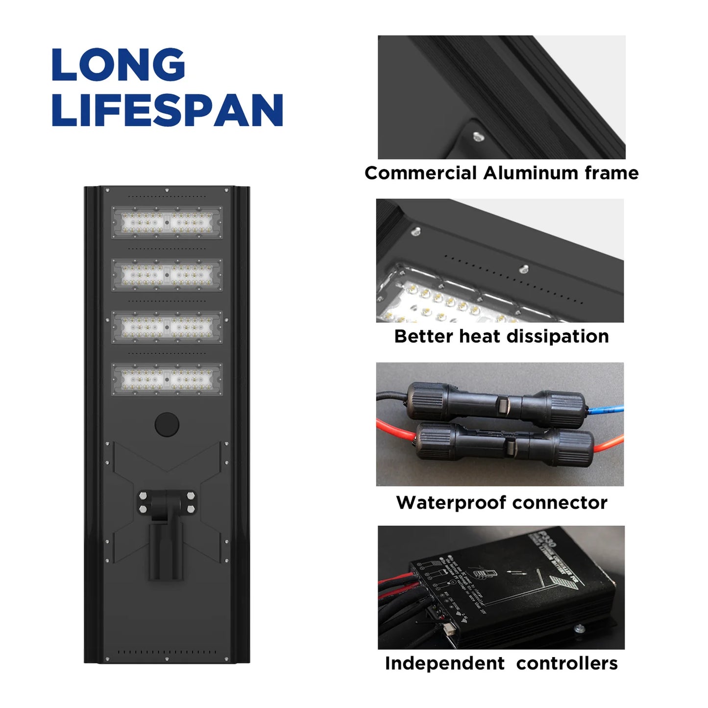 8500W Commercial Solar Power LED Parking Lot / Street/ Arena Light 160000 Lumen - (Black)