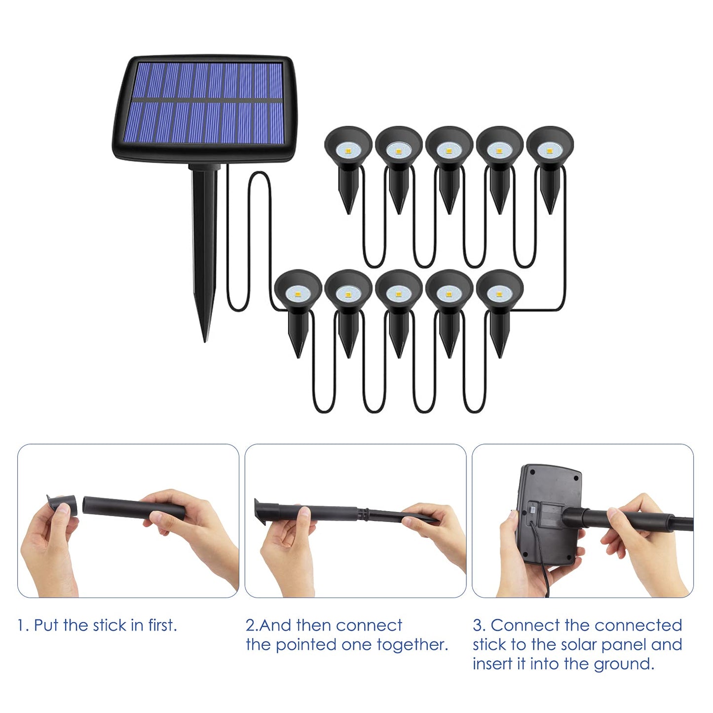 Solar In-Ground String Pathway Lights 10-in-1