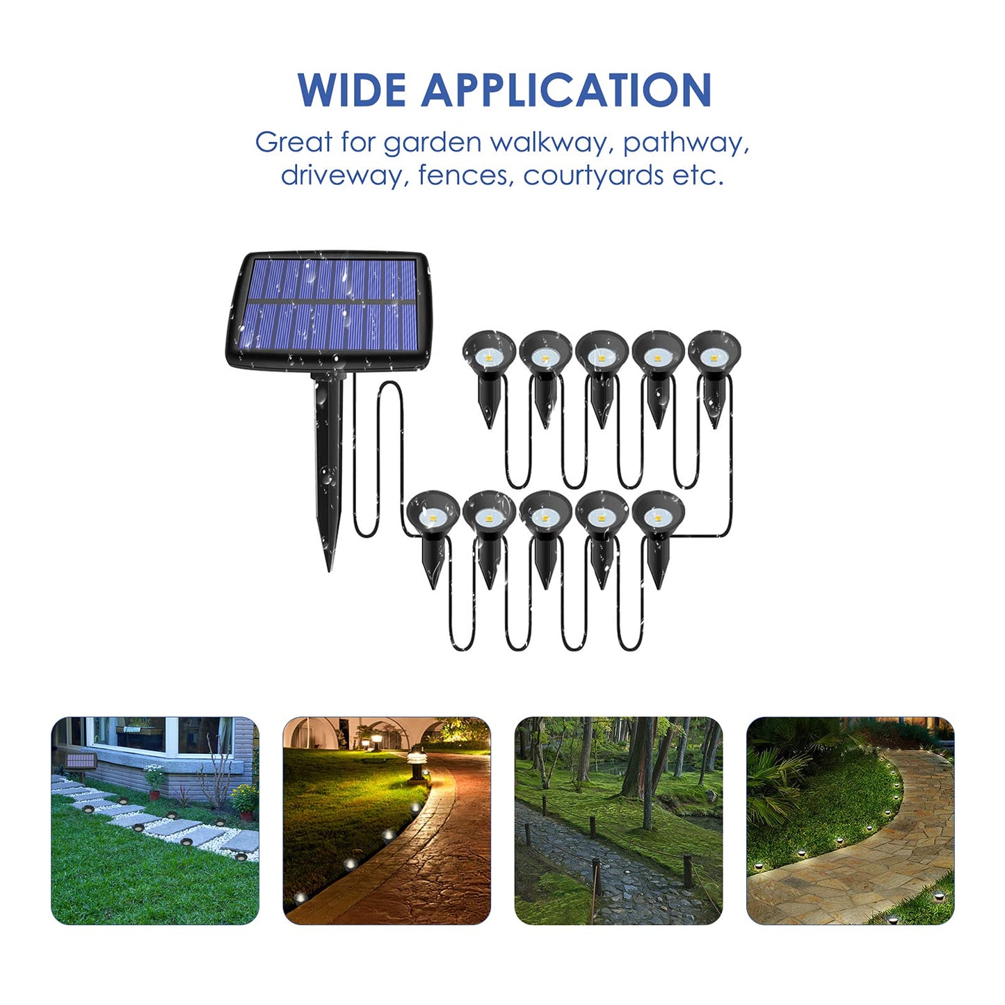 Solar In-Ground String Pathway Lights 10-in-1