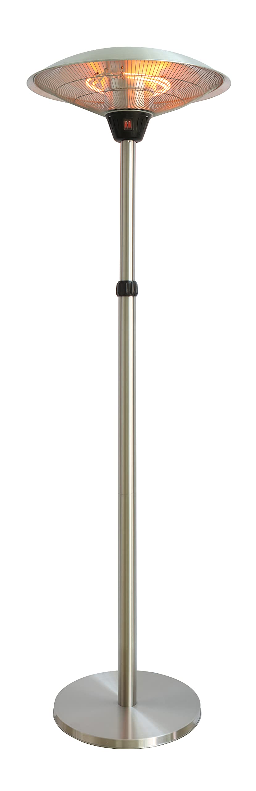1500w Electric Patio Heater for Outdoor Stainless Steel Free Standing Infrared Space Heater with Adjustable Height and Dust Bag, Tip-over Protection