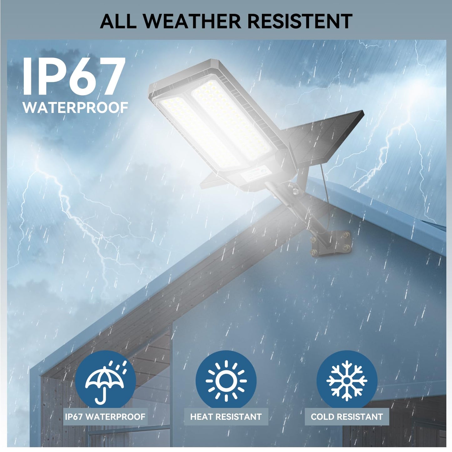 8500W Solar Street Lights Outdoor, 6500K Dusk to Dawn, LED Wide Angle Lamp with Motion Sensor and Remote Control