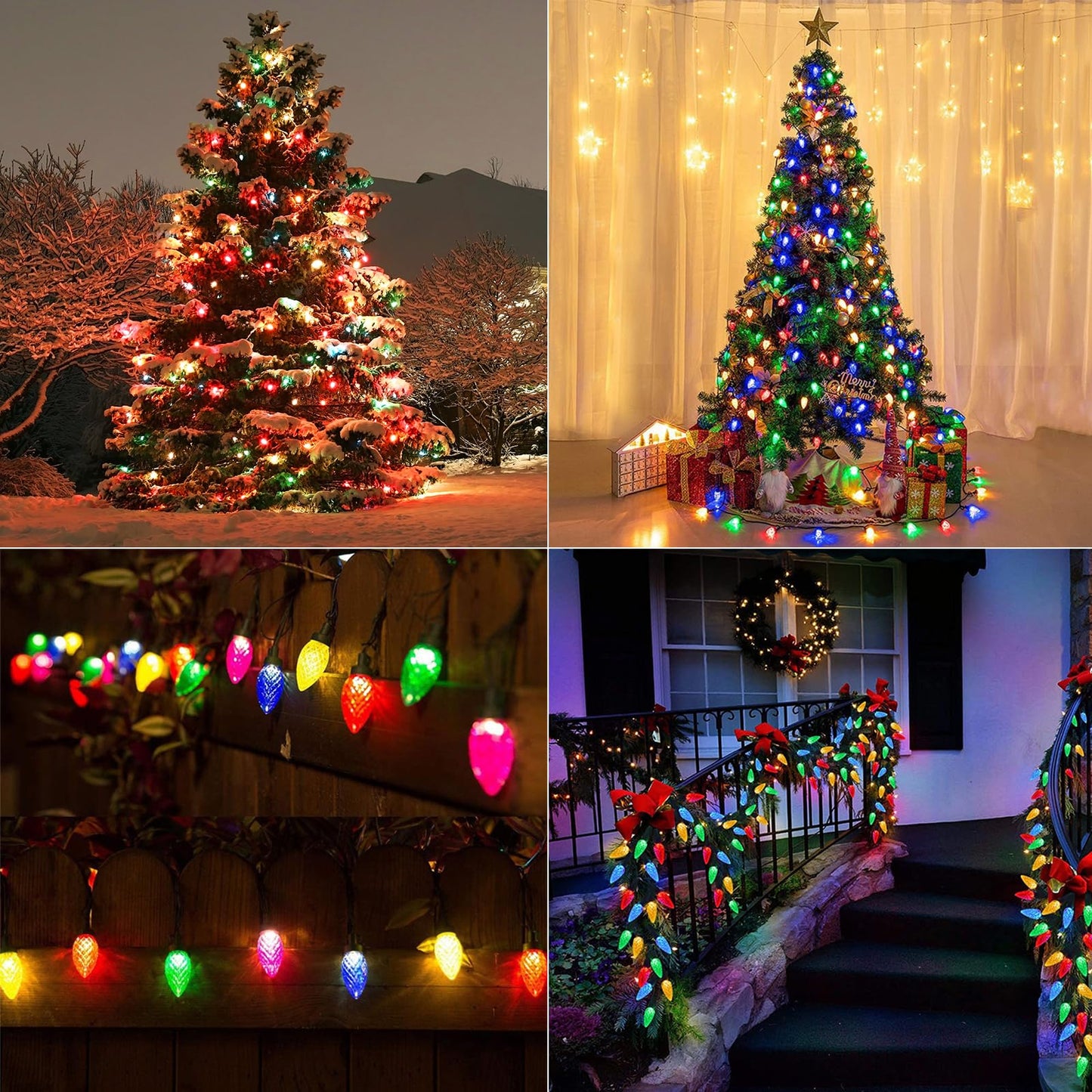 Solar String Strawberry Lights Outdoor 100 LED 40Ft Multi-Color Christmas Fairy Lights with 8 Lighting Modes, Waterproof