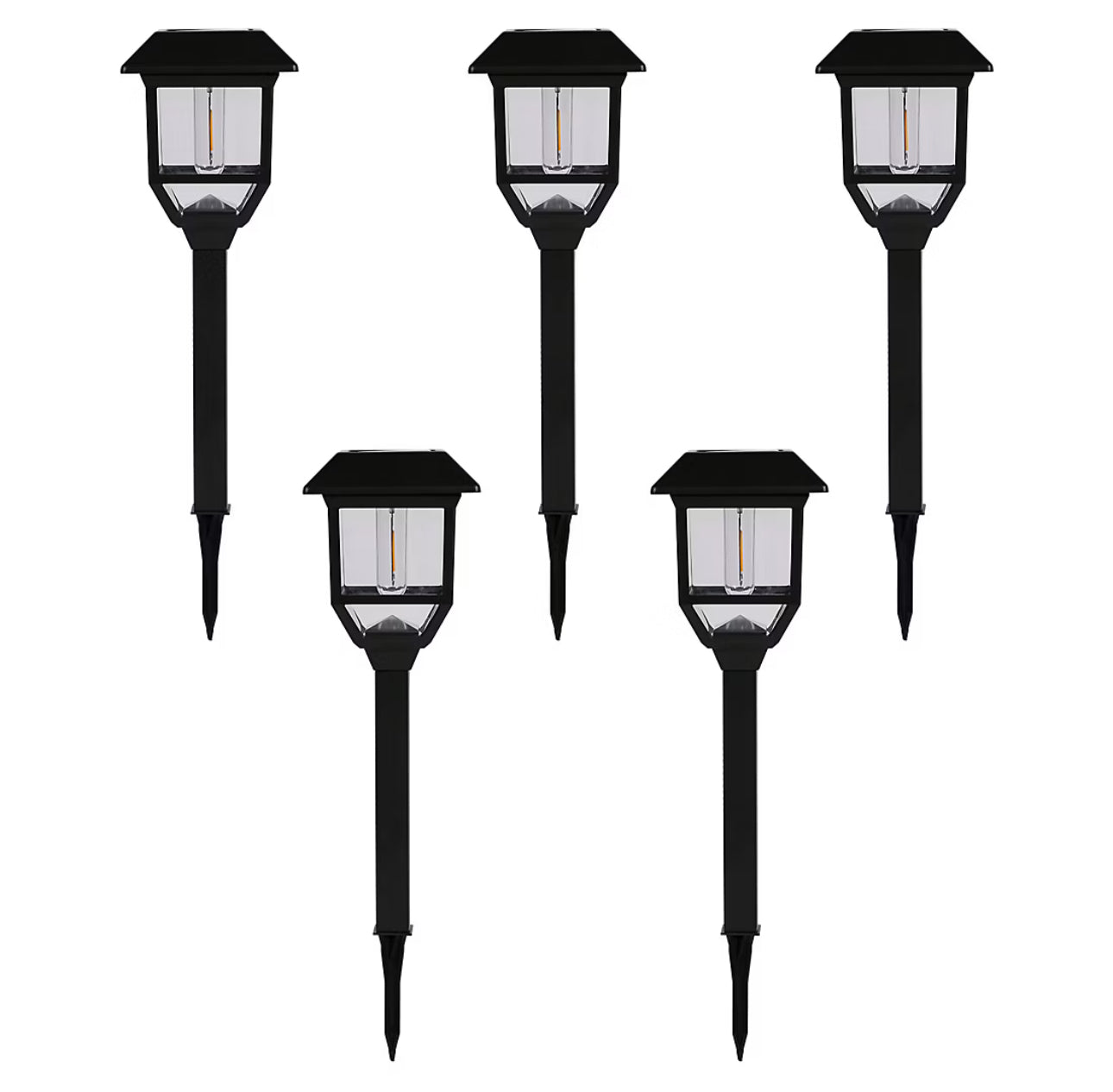 Berkley Jensen 5 Pack Solar LED Pathway Lights 15 Lumen- Graphite Black