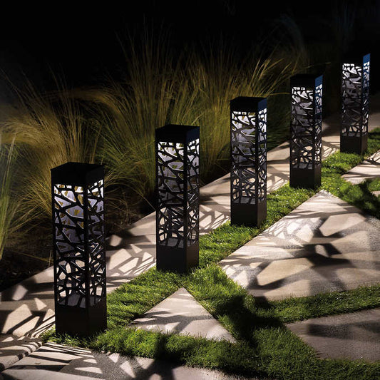 SmartYard Square Solar Bollard Pathway Lights β 35 Lumen, 5-pack