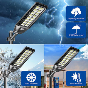 2 Pack 1600W Solar Street Lights Outdoor 90000 Lumens Dusk to Dawn Street Lights Solar Powered With Remote and Motion Sensor