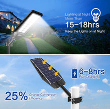 Load image into Gallery viewer, 2 Pack 1600W Solar Street Lights Outdoor 90000 Lumens Dusk to Dawn Street Lights Solar Powered With Remote and Motion Sensor