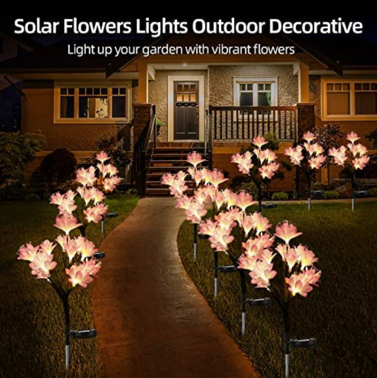 2 Pack Solar Steak Garden Lights Solar Powered Waterproof 2 Lighting Modes Twinkling and Steady Landscape - Outdoor Solar Outlet