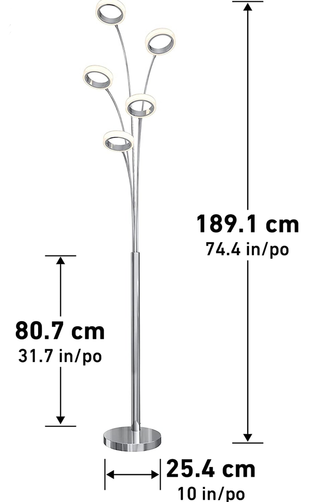 Artika Optical LED Integrated Floor Lamp Light Fixture, Chrome - Outdoor Solar Outlet