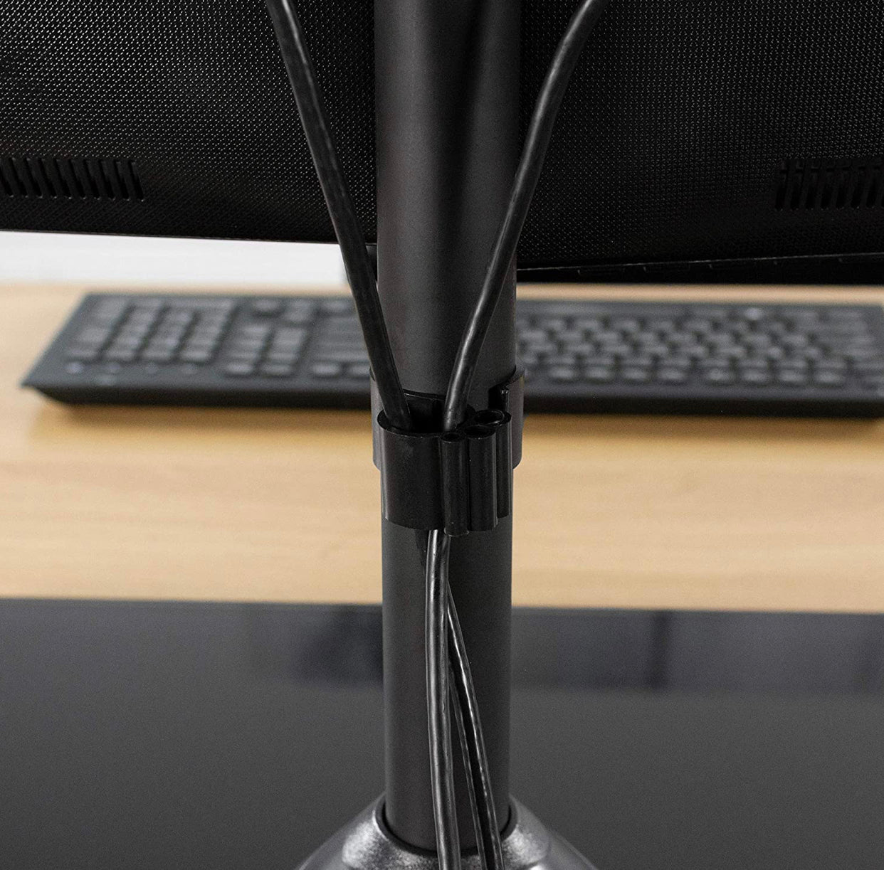 Freestanding Dual Monitor Stand with Sleek Glass Base and Adjustable ArmsHeave Duty , Mounts 2 Screens - Outdoor Solar Outlet