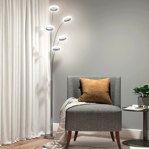 Artika Optical LED Integrated Floor Lamp Light Fixture, Chrome