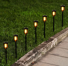 Load image into Gallery viewer, 12PK Mini Solar Torch Light with Dancing Flickering Flame Lights Outdoor - Solar Tiki Torches  Waterproof Auto On/Off Dusk to Dawn