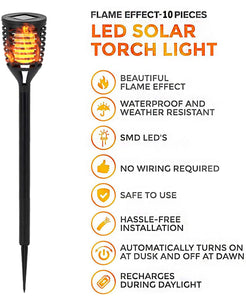12PK Mini Solar Torch Light with Dancing Flickering Flame Lights Outdoor - Solar Tiki Torches  Waterproof Auto On/Off Dusk to Dawn