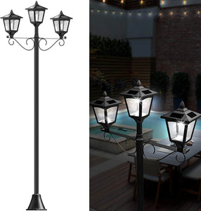 3 Fixture Outdoor Solar LED Lamp Post With 50 Lumen - 72Inch
