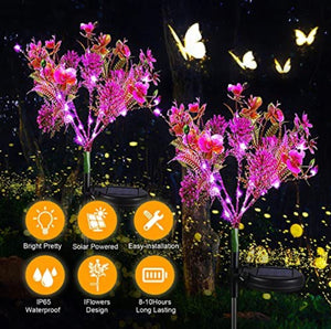 2 Pack Solar Powered Phalaenopsis Flowers Lights Design, Waterproof