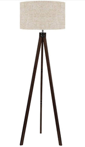 Modern Tripod LED Floor Lamp – Mid Century Dimmable Modern Light for Contemporary Living Rooms - Tall Free Standing Lamp with Solid Wood Legs