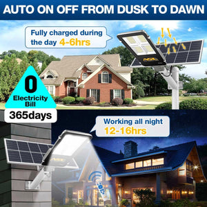 Street Lights Outdoor Dusk to Dawn with Remote Control Security Waterproof Motion Sensor , 350W 260LED 6500K 52000lm