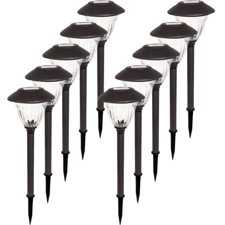Energizer 10 Pack Solar Pathway LED Lights Outdoor-Stainless Steel ( Gunmetal )