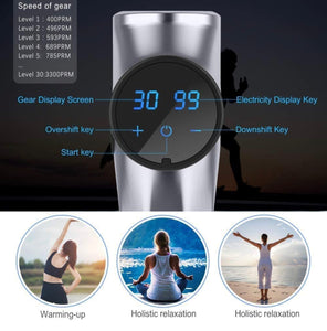 Massage Gun for Athletes, Portable Fiber Carbon Massager Gun with 6 Massage Heads 20 Speed