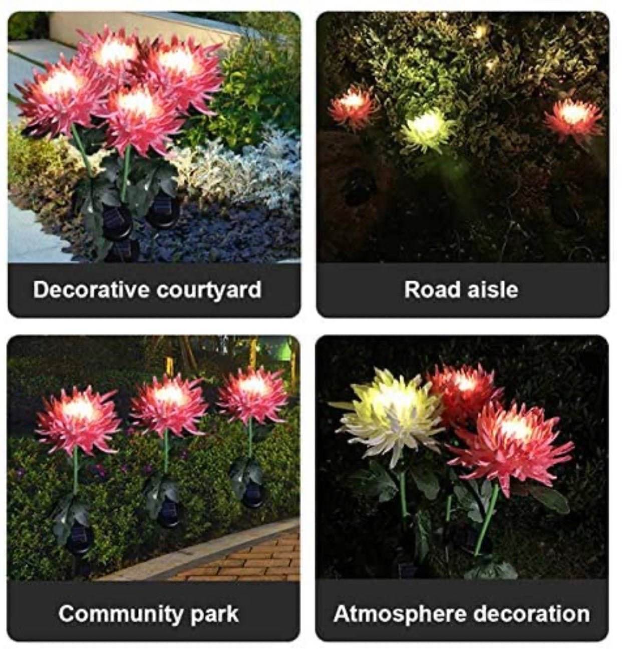Solar LED Light Artificial Chrysanthemum Flower (3 Pack) - Outdoor Solar Outlet