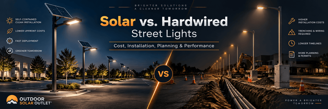 Solar vs. Hardwired Street Lights: Costs, Benefits & Planning - Outdoor Solar Outlet