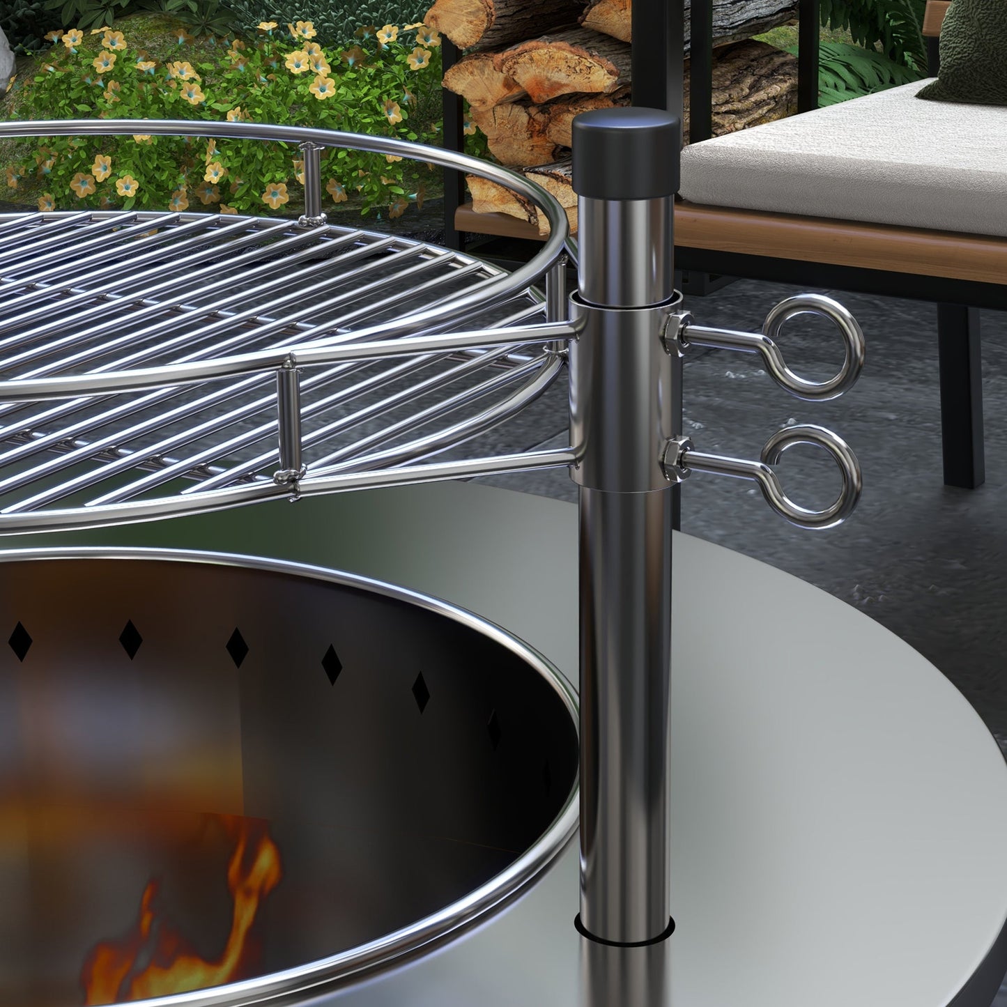 2-in-1 Portable Stainless Smokeless Fire Pit and Grill for Campfire, BBQ, Picnic