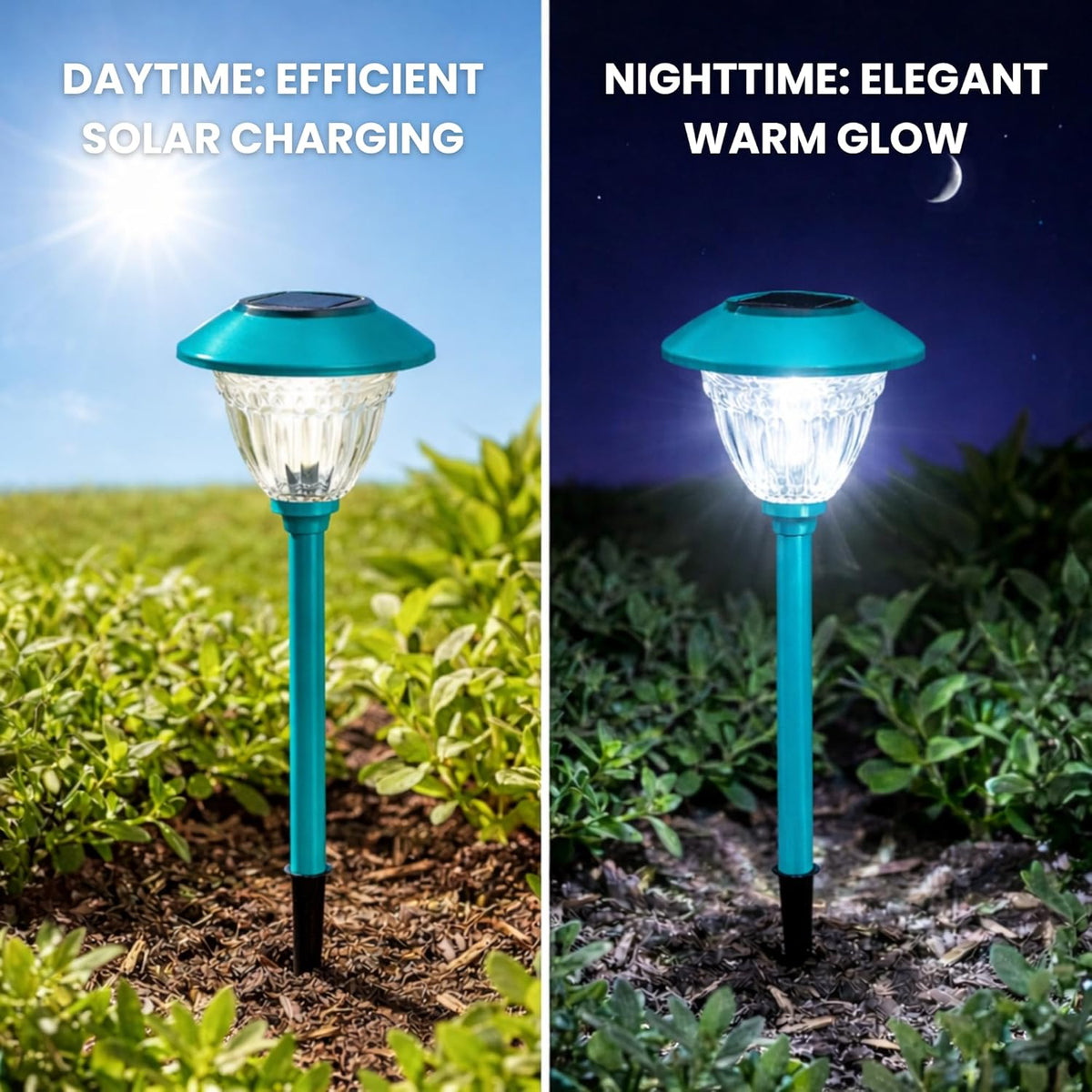 10 Pack Solar Pathway LED Lights Outdoor-Stainless Steel ( Turquoise ) - Outdoor Solar Outlet