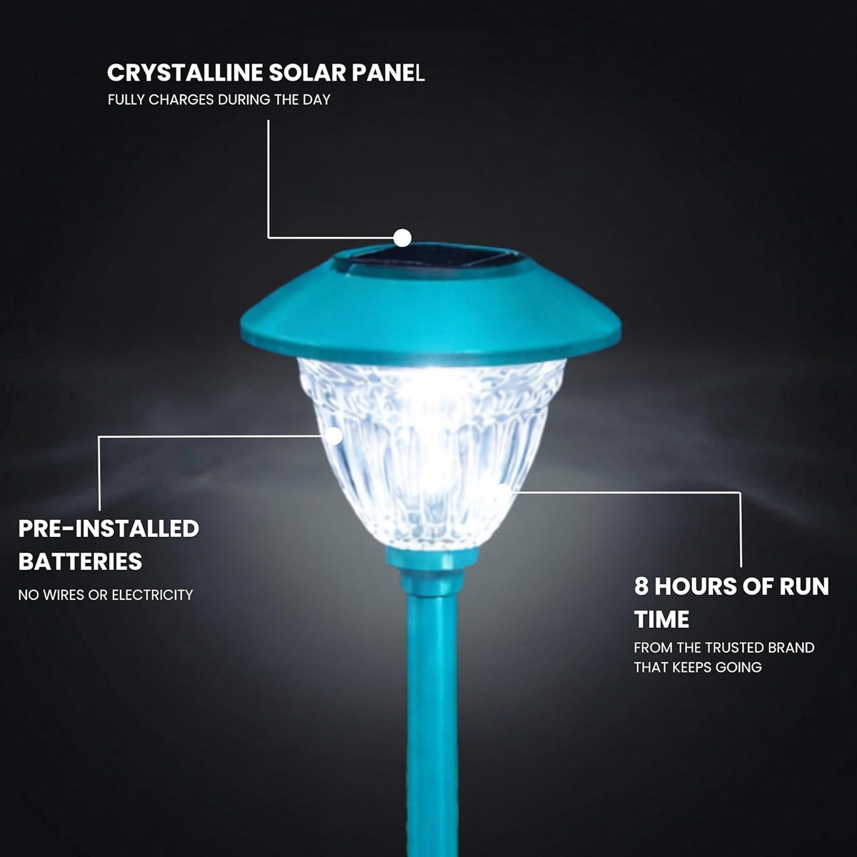 10 Pack Solar Pathway LED Lights Outdoor-Stainless Steel ( Turquoise ) - Outdoor Solar Outlet