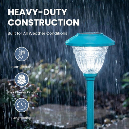 10 Pack Solar Pathway LED Lights Outdoor-Stainless Steel ( Turquoise ) - Outdoor Solar Outlet