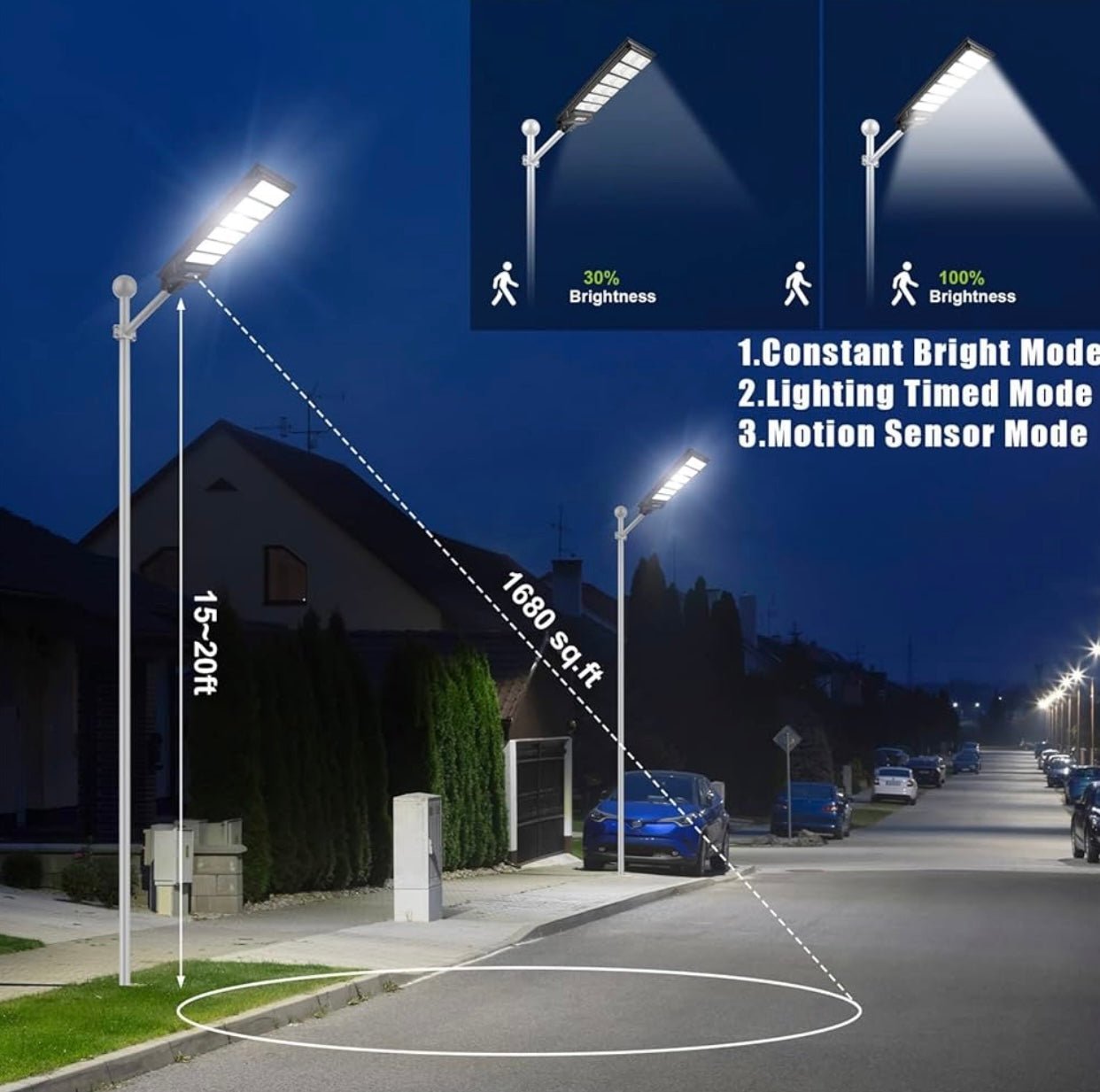 1000W Solar Street Light Motion Sensor, 80000LM IP65 Waterproof with Remote Control - Outdoor Solar Outlet