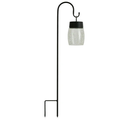 Berkeley Jensen 4 Pack Hanging Solar Lights with Shepherd Hooks, Crackle Glass Ball Design