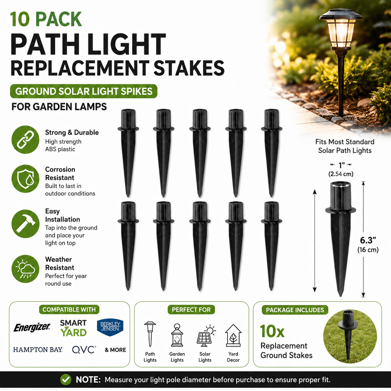 10x Path Light Replacement Stakes Ground Solar Light Spikes for Garden Lamps - Outdoor Solar Outlet