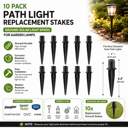 10x Path Light Replacement Stakes Ground Solar Light Spikes for Garden Lamps - Outdoor Solar Outlet